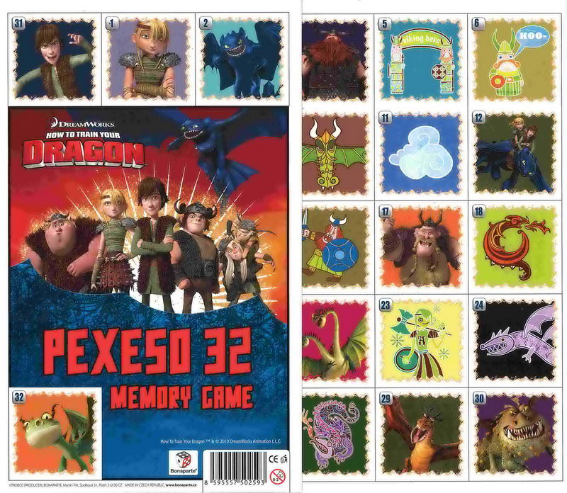 Pexeso 32 Dragon - How to train your Dragon