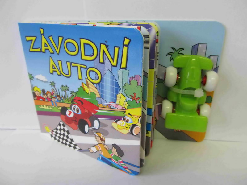 Leporelo závodní auto + hračka (formule zelená)