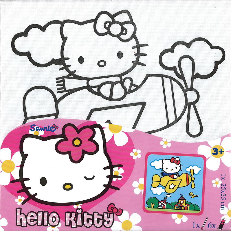 Hello Kitty v letadle - Malování na plátno