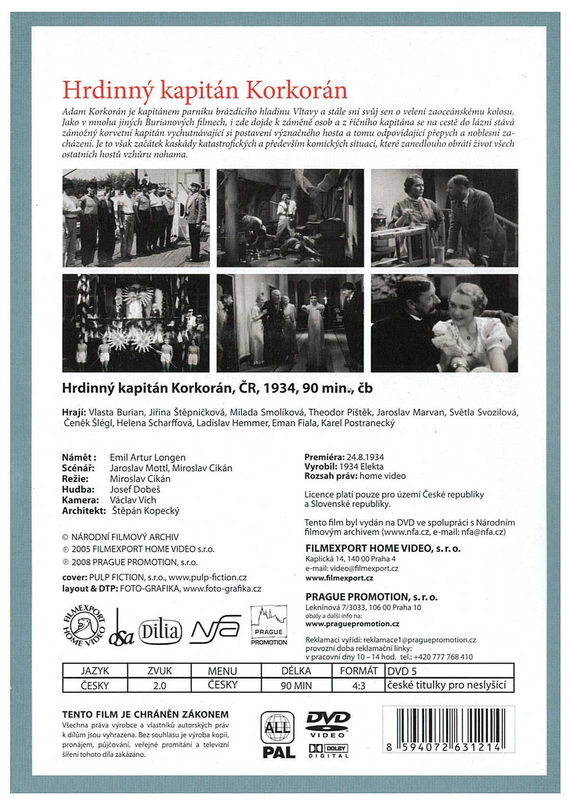 Hrdinný kapitán Korkorán DVD