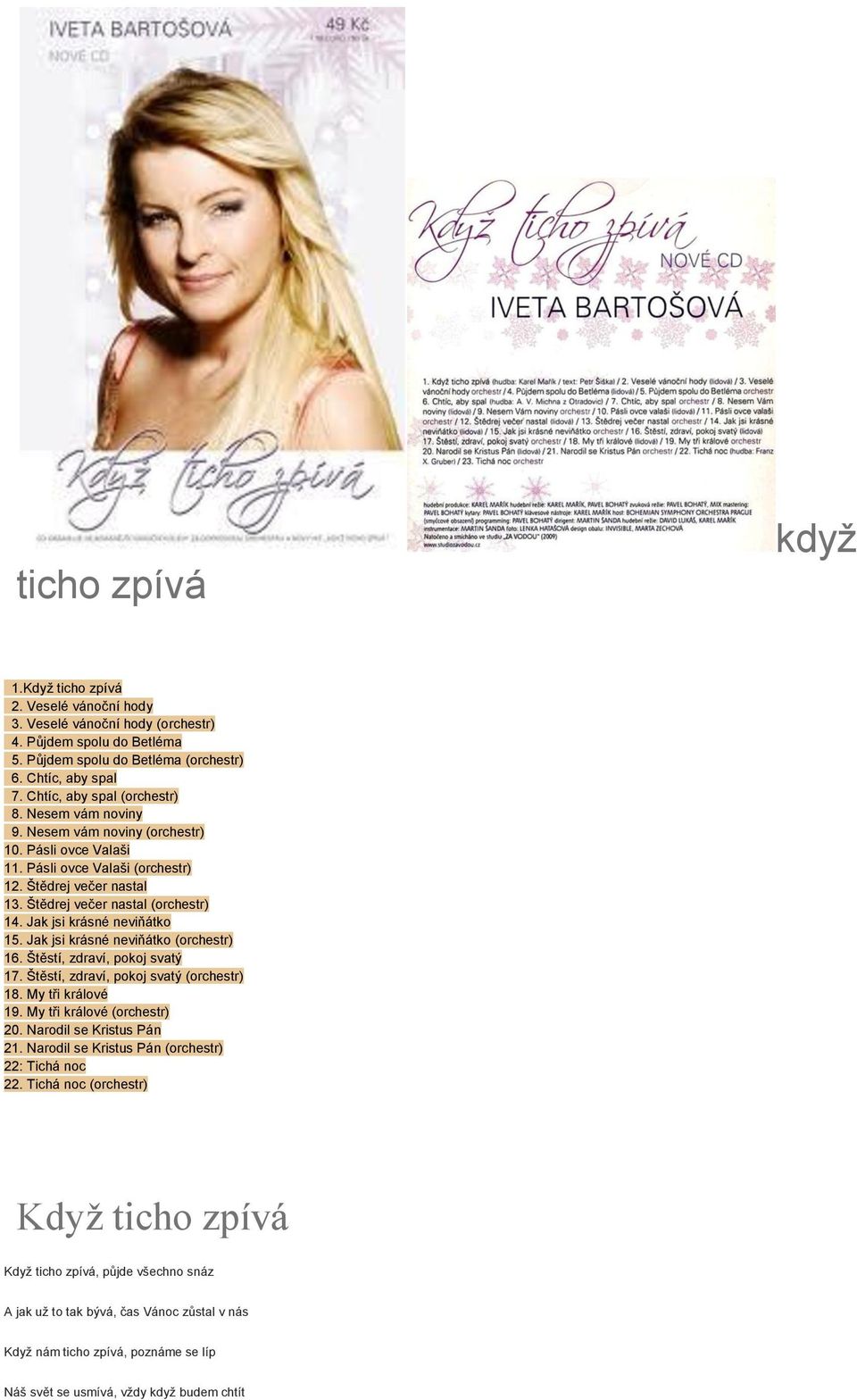 Když ticho zpívá CD