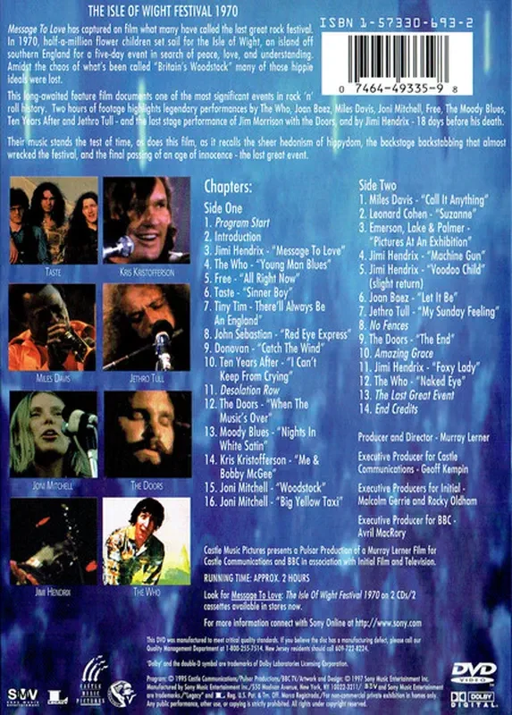 Message To Love - The Isle Of Wight Festival - The Movie DVD (bazarové zboží)