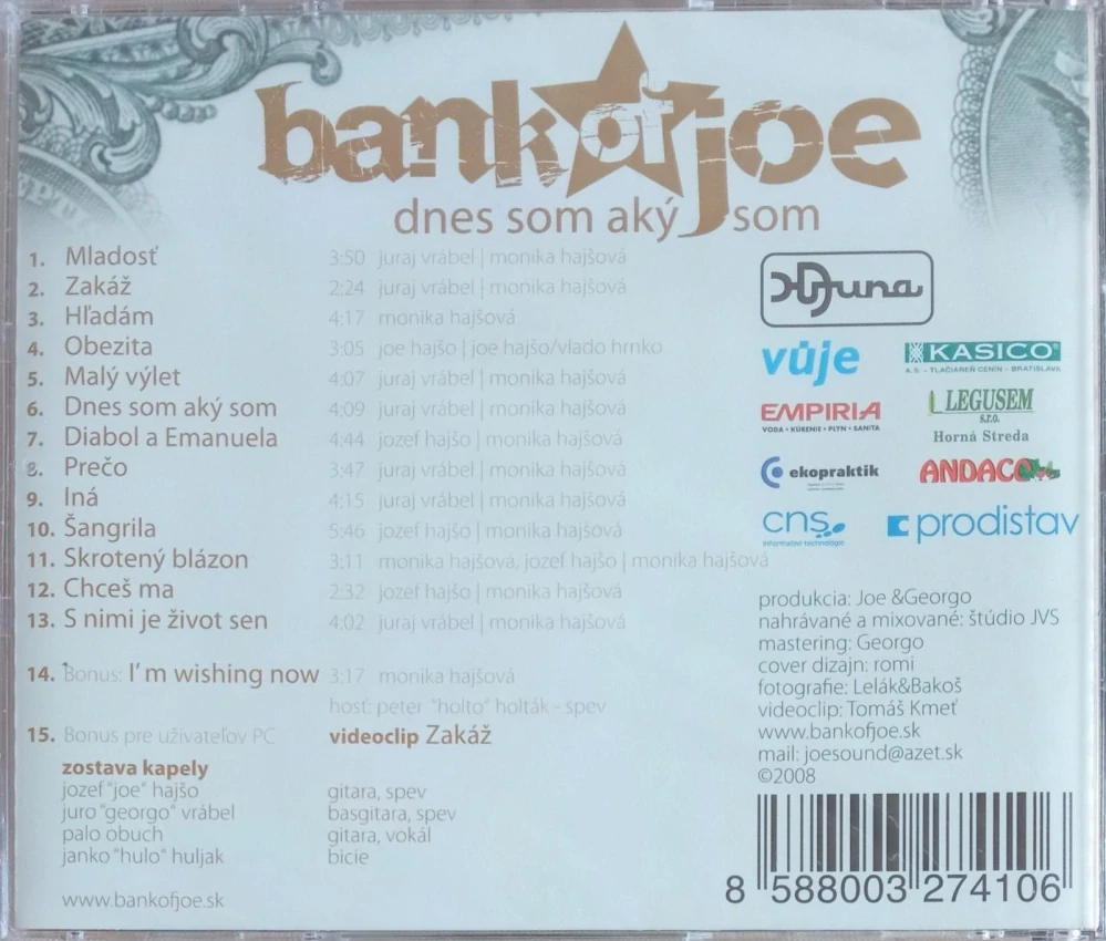 Bank Of Joe Dnes Som Aký Som CD