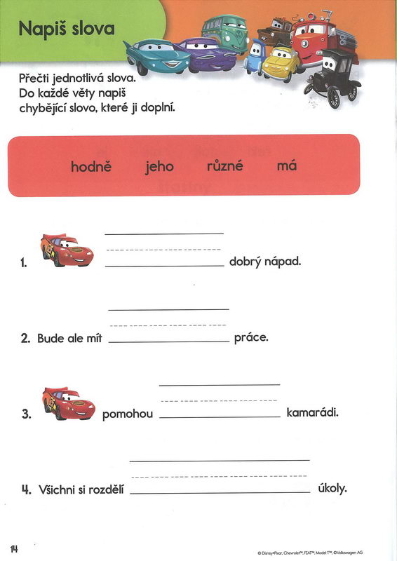 Disney Walt School Skills Slova a slovní zásoba s Auty Uč se s námi