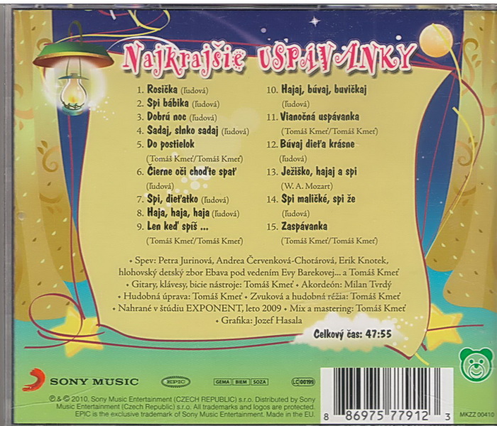 Najkrajšie uspávanky CD