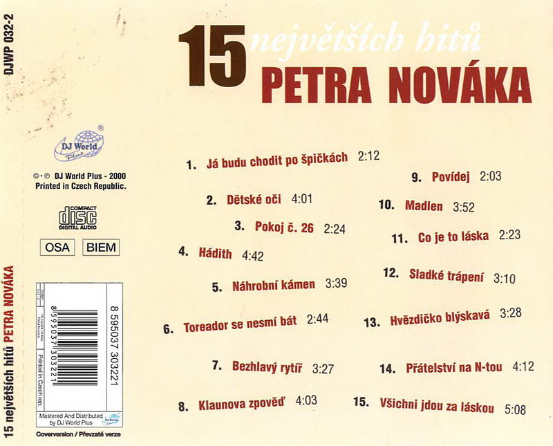 15 největších hitů Petra Nováka - CD