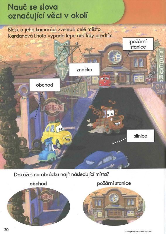 Disney Walt School Skills Slova a slovní zásoba s Auty Uč se s námi