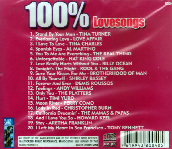 100% Lovesongs - CD