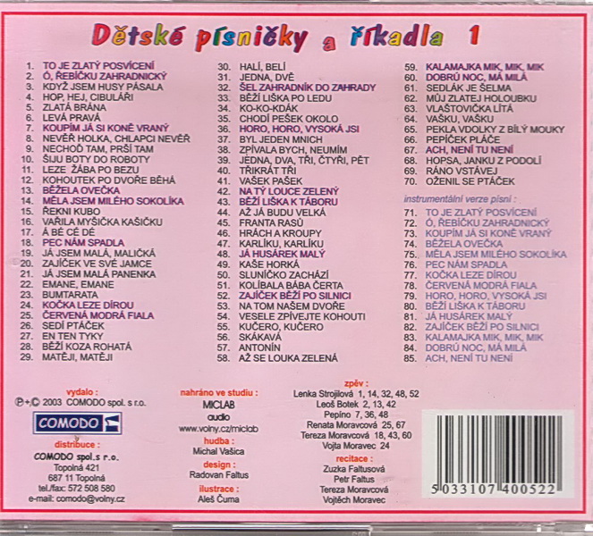 Dětské písničky a říkadla 1 CD