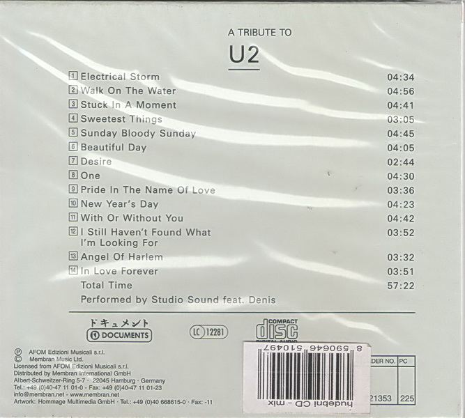 A Tribute To U2 CD cover