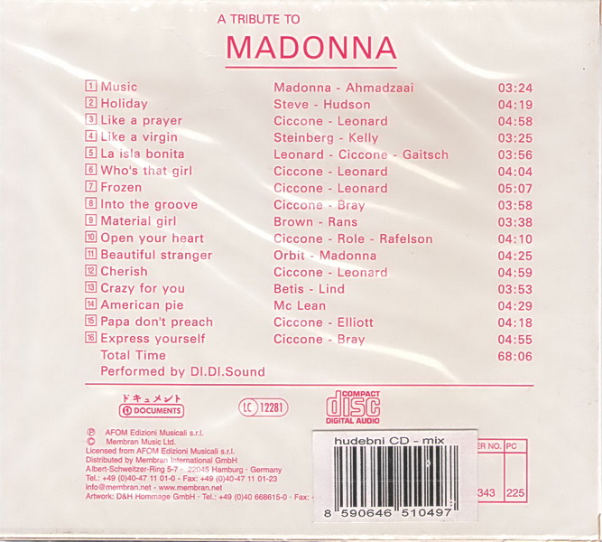 A Tribute To Madonna CD cover