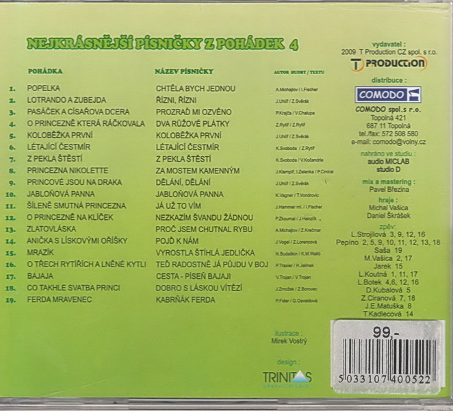 Nejkrásnější písničky z pohádek 4 CD