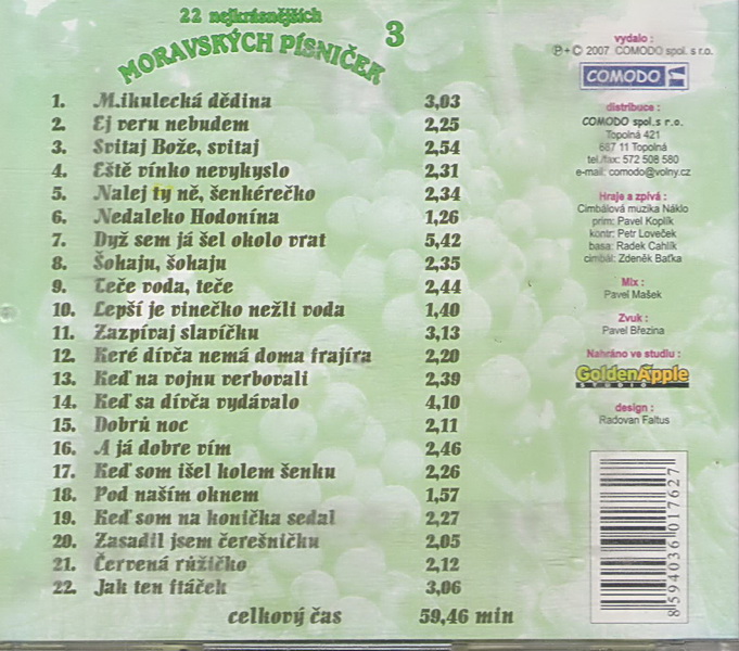 22 nejkrásnějších Moravských písniček 3 CD