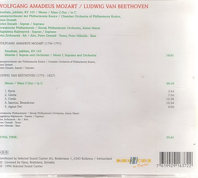 Exsultate, jubilate W.A.Mozart, L. van Beethoven CD