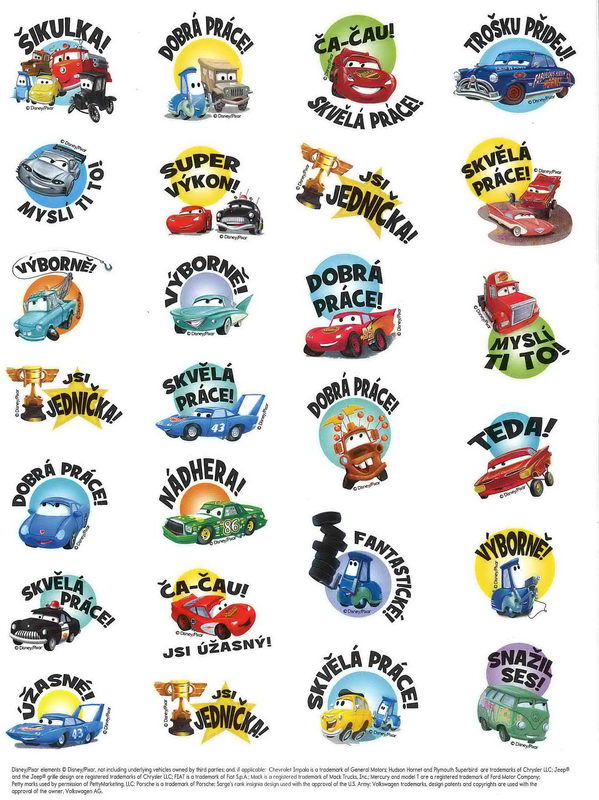 Disney Walt School Skills Album samolepek Cars Uč se s námi