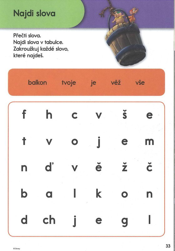 Disney Walt School Skills Slova a slovní zásoba Uč se s námi